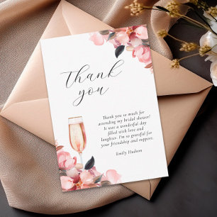 Petals & Prosecco Floral Bridal Shower Thank You Card