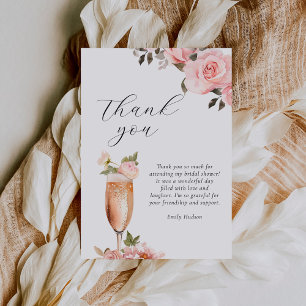 Petals & Prosecco Floral Bridal Shower Thank You Card