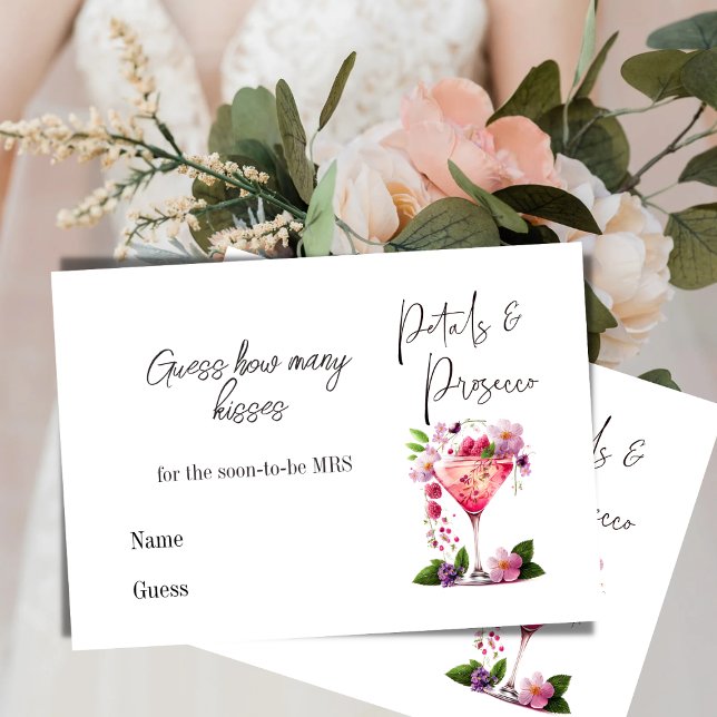 Petals Prosecco Floral Bridal Shower Wedding Game Enclosure Card (Creator Uploaded)