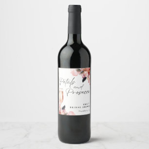 Petals & Prosecco Floral Bridal Shower Wine Label