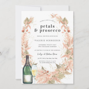 Petals & Prosecco Floral Champagne Bridal Shower Invitation