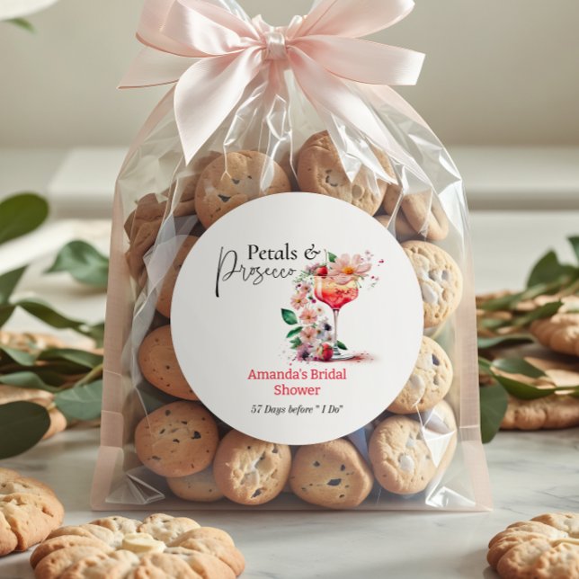 Petals Prosecco Garden Floral Bridal Shower Favour Classic Round Sticker (Creator Uploaded)