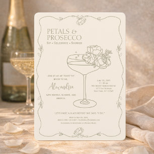Petals Prosecco Garden Minimal Bridal Shower Invitation