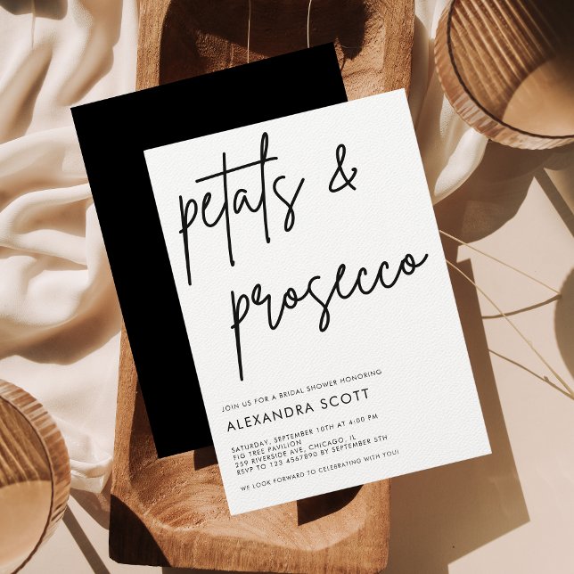 Petals & Prosecco Minimalist Modern Bridal Shower Invitation (Creator Uploaded)