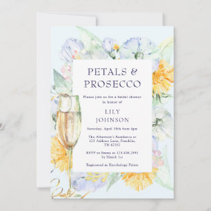 Petals & Prosecco Modern Floral Bridal Shower Invitation