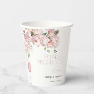 Petals & Prosecco Modern Pink Floral Bridal Shower Paper Cups