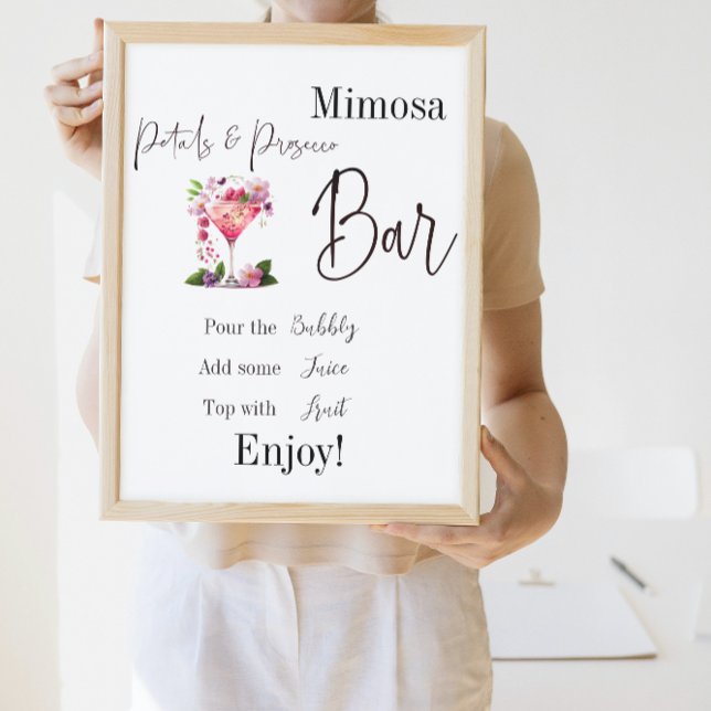 Petals & Prosecco Pink Bridal Shower Mimosa Bar Poster (Creator Uploaded)