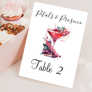 Petals & Prosecco Pink Bridal Shower Party Table Number