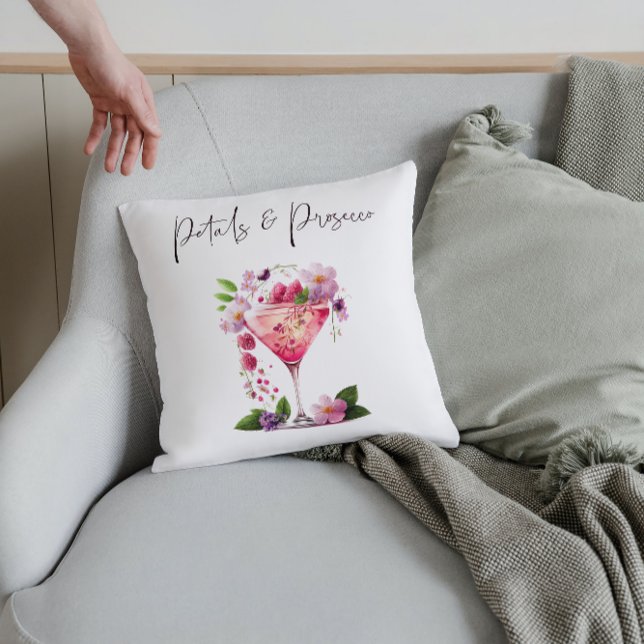 Petals Prosecco Pink Floral Bridal Shower Welcome Cushion (Creator Uploaded)