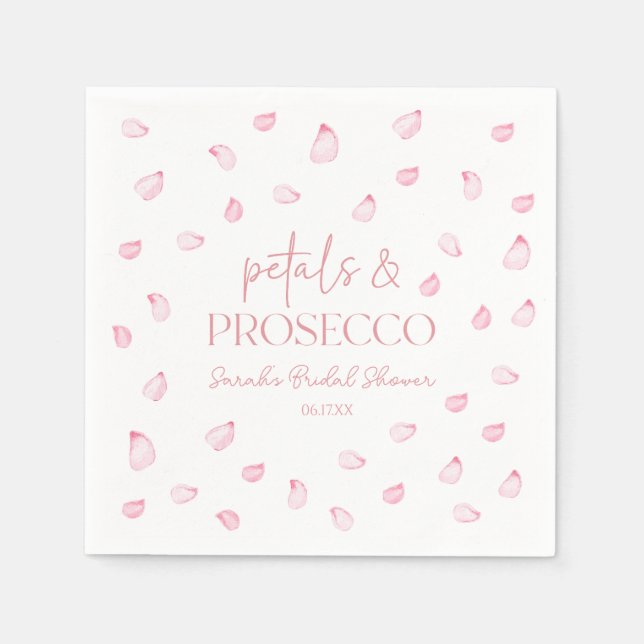 Petals & Prosecco Pink Rose Petals Bridal Shower  Napkin (Front)