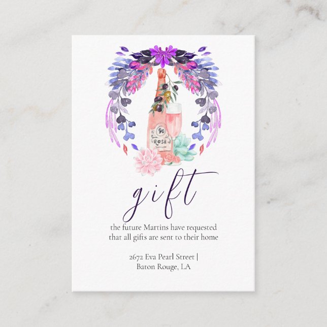 Petals & Prosecco Succulent Bridal Shower Gift Enclosure Card (Front)