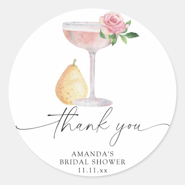 Petals & Prosecco - thank you bridal shower Classic Round Sticker (Front)