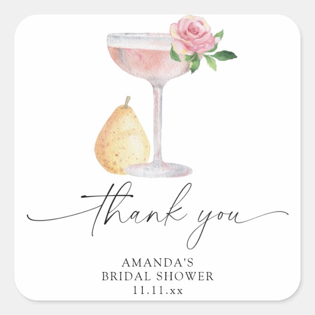 Petals & Prosecco - thank you bridal shower Square Sticker (Front)