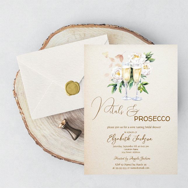 Petals & Prosecco White flower Champagne Invitation (Creator Uploaded)