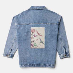 Petals turning into birds denim jacket