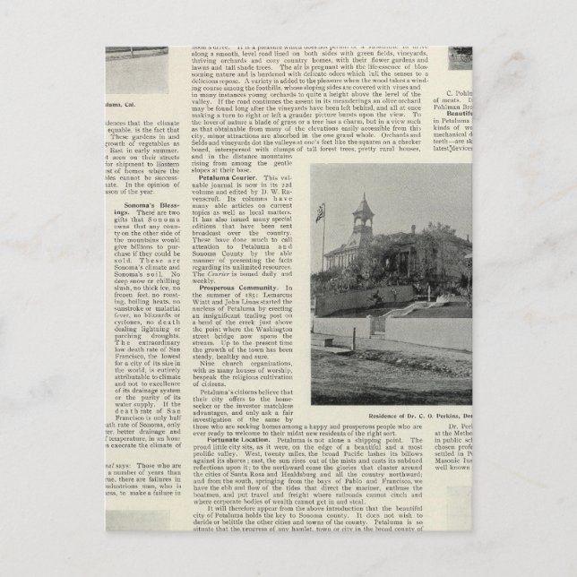 Petaluma Residences, California Postcard (Front)