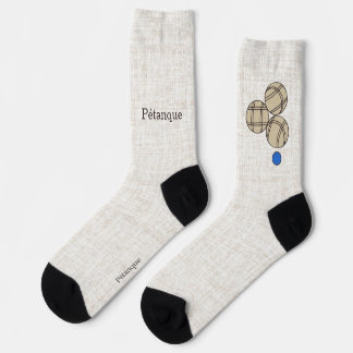 Pétanque, three balls on a beige linen design socks