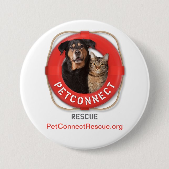 PetConnect Rescue 7.5 Cm Round Badge (Front)