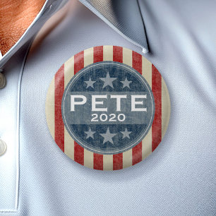 Pete Can Change Year - vintage stars and stripes 6 Cm Round Badge