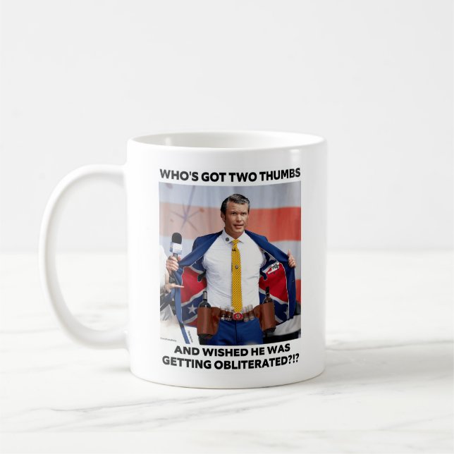 PETE HEGSETH "OBLITERATED" COFFEE MUG (Left)