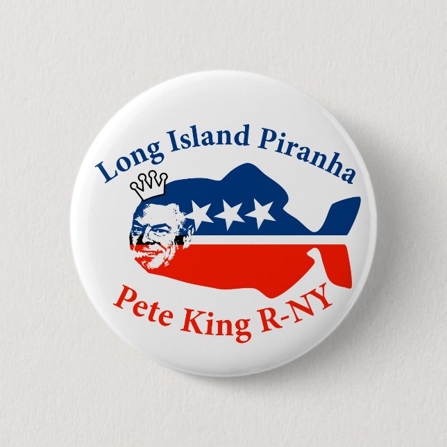 Pete King Long Island Piranha 6 Cm Round Badge (Front)
