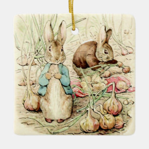 Peter and Benjamin Gather Onions by Beatrix Potter Ceramic Ornament