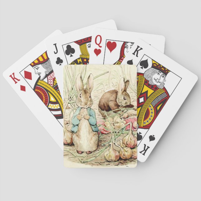 Peter and Benjamin Gather Onions by Beatrix Potter Playing Cards (Back)
