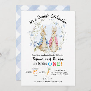 Peter and Flopsy Rabbit Siblings Birthday Invitation