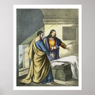 Peter and John at the Sepulchre, from a bible prin Poster