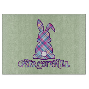 Peter Cottontail Purple Plaid Easter Bunny Cutting Board