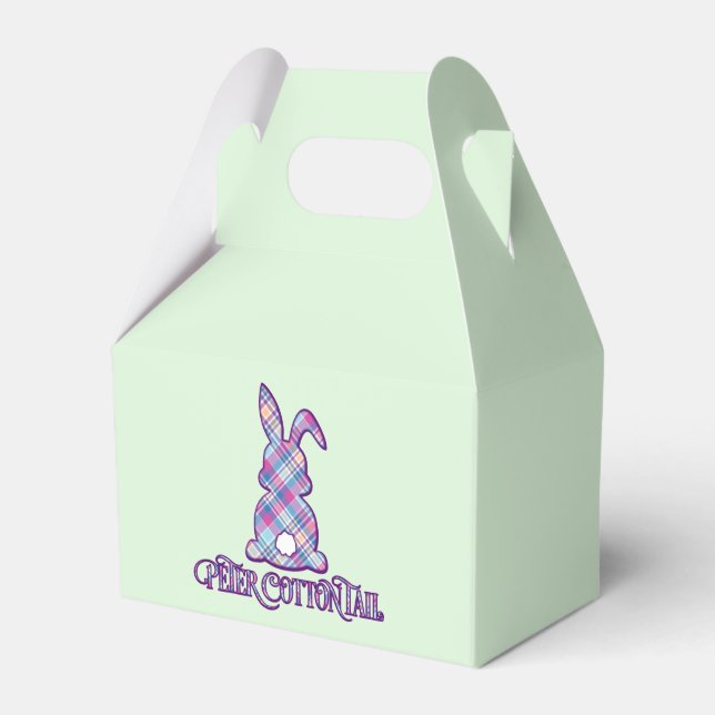 Peter Cottontail Purple Plaid Easter Bunny Favour Box (Front Side)