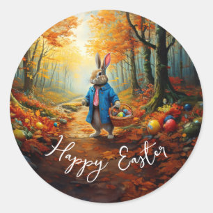 Peter Easter Bunny with Easter Egg Basket Classic Round Sticker