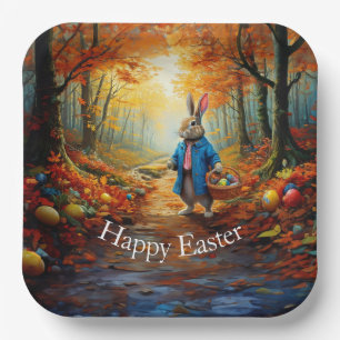 Peter Easter Bunny with Easter Egg Basket Paper Plate