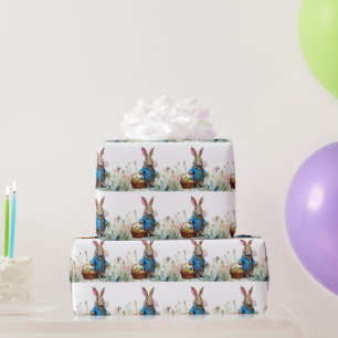 Peter Easter Bunny with Easter Egg Basket Wrapping Paper
