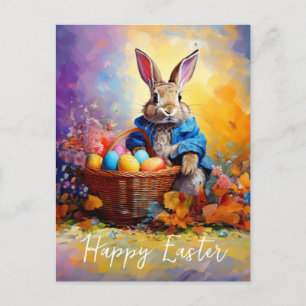 Peter Easter Bunny with Easter Eggs Happy Easter Postcard