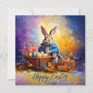 Peter Easter Bunny with Easter Eggs Holiday Card