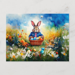 Peter Easter Bunny with Easter Eggs Holiday Postcard
