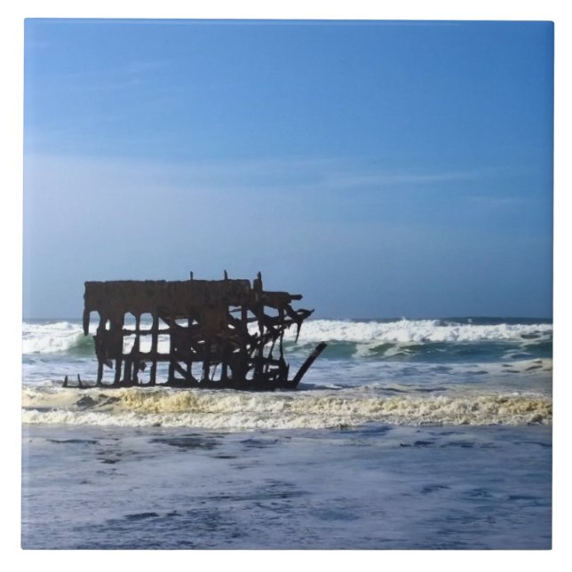 Peter Iredale Shipwreck, Oregon Coast Tile (Front)