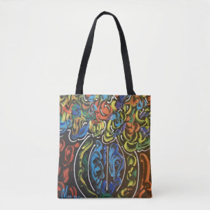 "peter max art style" flowers and vase bag