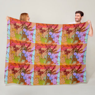 Peter Max colorful watercolor floral pattern Fleece Blanket