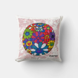 Peter Max colourful watercolor Daisies floral ball Cushion