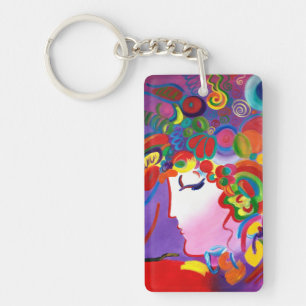 Peter Max Inspired Blushing Beauty Key Chain