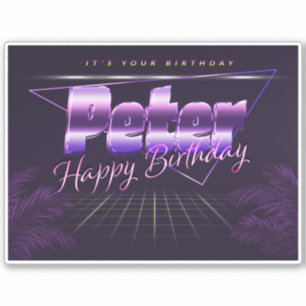 Peter Name Vorname lila retro Sticker Geburtstag