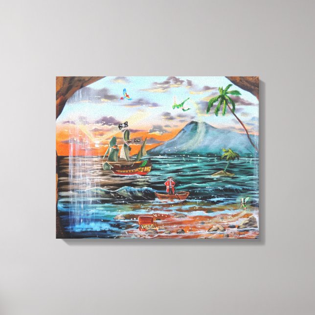 Peter Pan Hook's cove Tinker Bell painting Canvas Print (Front)