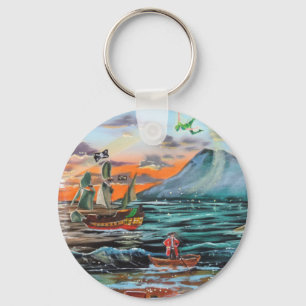 Peter Pan Hook's cove Tinker Bell painting Key Ring