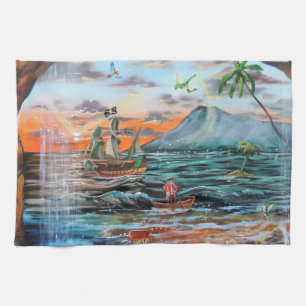 Peter Pan Hook's cove Tinker Bell painting Tea Towel