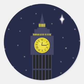 Peter Pan Neverland Clock Tower wishing star Classic Round Sticker