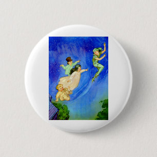 PETER PAN, WENDY, JOHN AND MICHAEL FLY AWAY 6 CM ROUND BADGE