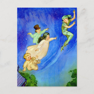 PETER PAN, WENDY, JOHN AND MICHAEL FLY AWAY POSTCARD