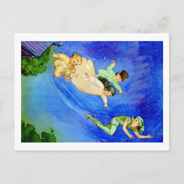 PETER PAN, WENDY, JOHN AND MICHAEL FLY AWAY POSTCARD (Front)